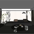 Living room sofa background sofa coffee table combination leather sofa floor lamp without main lamp 3d model