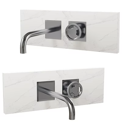 Modern Chrome Wall Mounted Faucet With Marble Wall Background And Contemporary Design 3d model