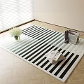 Square Rug With Black And White Stripes In Interior White Flowers Handbag Magazine Scarf