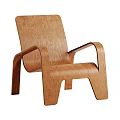 Modern Wooden Chair Featuring Curved Armrests Smooth Backrest And Ergonomic Design Structure