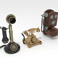 Three Vintage Telephones With Retro Designs And Diverse Materials For Digital