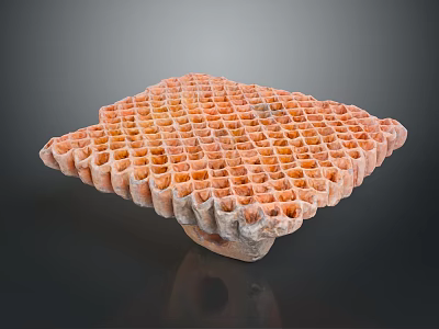 Orange Honeycomb Structural Component With Uniform Grid Holes And Sturdy Base Support 3d model