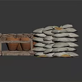 Wooden Crate With Clay Pots And Stacked Sacks Of Spilled Grains
