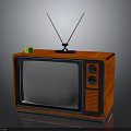 Vintage Retro TV Set With Wooden Case Antenna And Colorful Rubik's Cube On Top