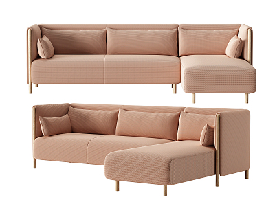 Modern Multiplayer Sofa Simple Pink Fabric Multiplayer Sofa model