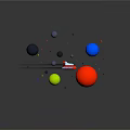 Vibrant Space Scene With Colorful Planets Small Spaceship Stars And Debris