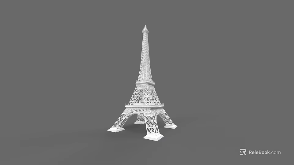 Scenic Garden Landscape Design Featuring Eiffel Tower Model And Decorative Elements 3d model