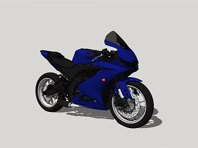 Blue Sport Motorcycle With Streamlined Body Black Seat Windshield And Alloy Wheels 3d model