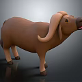 Cartoon Brown Buffalo Character 3D Model With Large Horns And Stylized Design