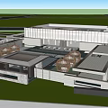 Modern Sales Office Building With Louvered Roof Entrance And Pool Courtyard Lighting