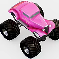 Pink Toy Monster Truck With Large Black Tires And Candy Themed Design