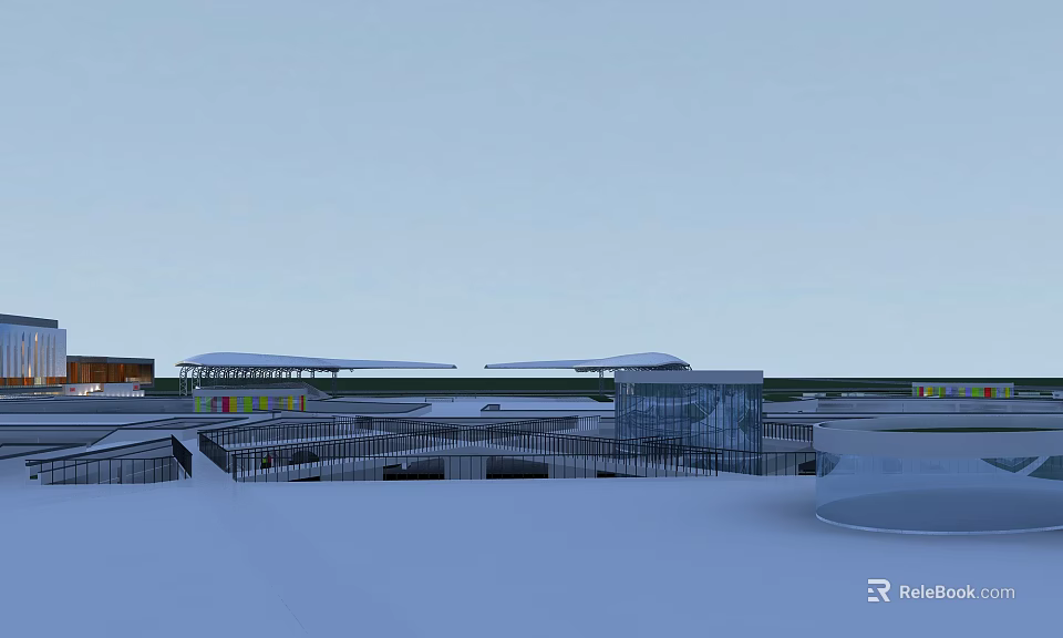 Modern Swing Door For Open Kitchen With Glass Panel And Stainless Handle 3d model