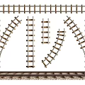 Various Railway Track Components Featuring Straight Curved Sections and Turnout Parts 3d model