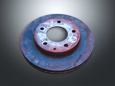 Rusty Metal Brake Disc With Circular Shape And Multiple Holes For Vehicles 3d model