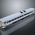 White Train Car Model With Textured Surface Multiple Windows Wheels And Gray Background 3d model