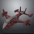 Red Futuristic Aircraft With Sleek Aerodynamic Design And Multiple Engines Shiny Surface