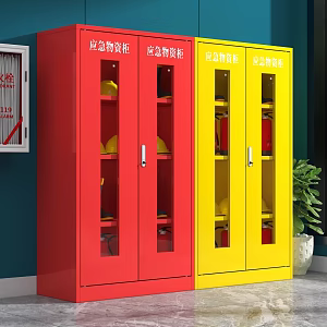 Miniature fire station fire cabinet equipment cabinet full set of fire hydrant box stainless steel site emergency supplies fire extinguisher box 3d model