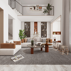 Modern Duplex Living Room Villa Living Room 3d model