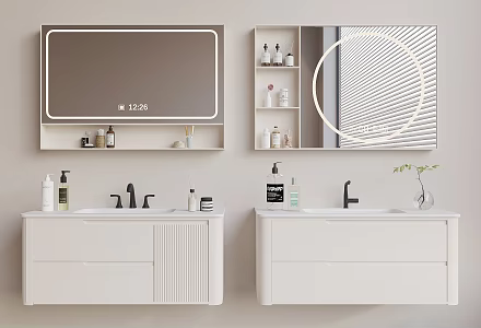 Modern Cream Wind Bathroom Cabinet 3d model