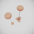 Modern Copper Spherical Chandelier With Three Globe Shades And White Accents