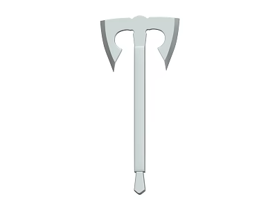 Traditional Metal Axe Weapon With Double Blades And Long Handle Design 3d model