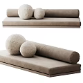 Beige Ball Shaped Pillows With Soft Linen Material For Modern Cozy Sofa Decor