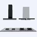 Modern Kitchen Appliances With Black And White Range Hoods And Gas Stoves