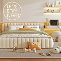 Cozy Kids Room With Soft Bed Toys Storage Cabinets Wall Sign And Plush Rug