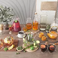 Modern Beverage Juice Drink Combo 3d model