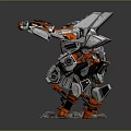 Mechanical Robot Character Design With Silver Red Armor And Detailed Structure