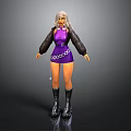 3D Model Character With Silver Hair Purple Dress Black Leather Sleeves Chain Belt And Boots