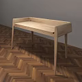 Light Wood Minimalist Desk With Gray Wall And Herringbone Wooden Floor