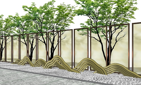 New Chinese style landscape wall 3d model