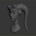 3D Character Head Model With Earphones And Ponytail Design Features 3d model