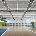 modern school gymnasium basketball court badminton court 3d model