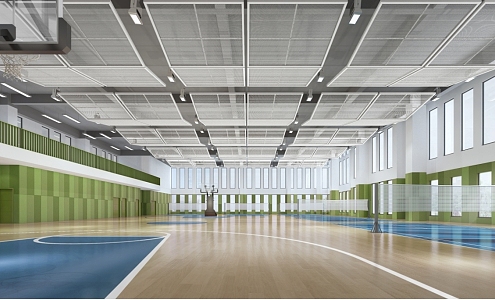 modern school gymnasium basketball court badminton court 3d model