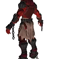 Game and Movie Character With Red Maroon Armor Outfit Feathered Details Chains and Wrist Guards