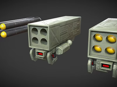 Mechanical Devices Featuring Gray Boxes Yellow Spheres Red Indicators And Black Cylindrical Parts 3d model