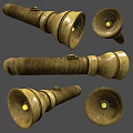 Vintage Brass Flashlights Multiple Views With Textured Body And Yellow Bulb