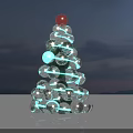 Spirally Stacked Transparent Spheres Christmas Tree With Red Top Sphere And Blue Lighting Effects
