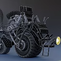 Unique Custom Motorcycle With Yellow Frame Black Seat Large Tires Ladder And Front Light