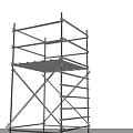 Construction Metal Scaffolding Frame Structure With Tiered Platform And Safety Rails