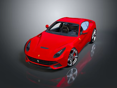 Red Sports Car With Sleek Design Black Interior Silver Wheels And Reflective Surface 3d model