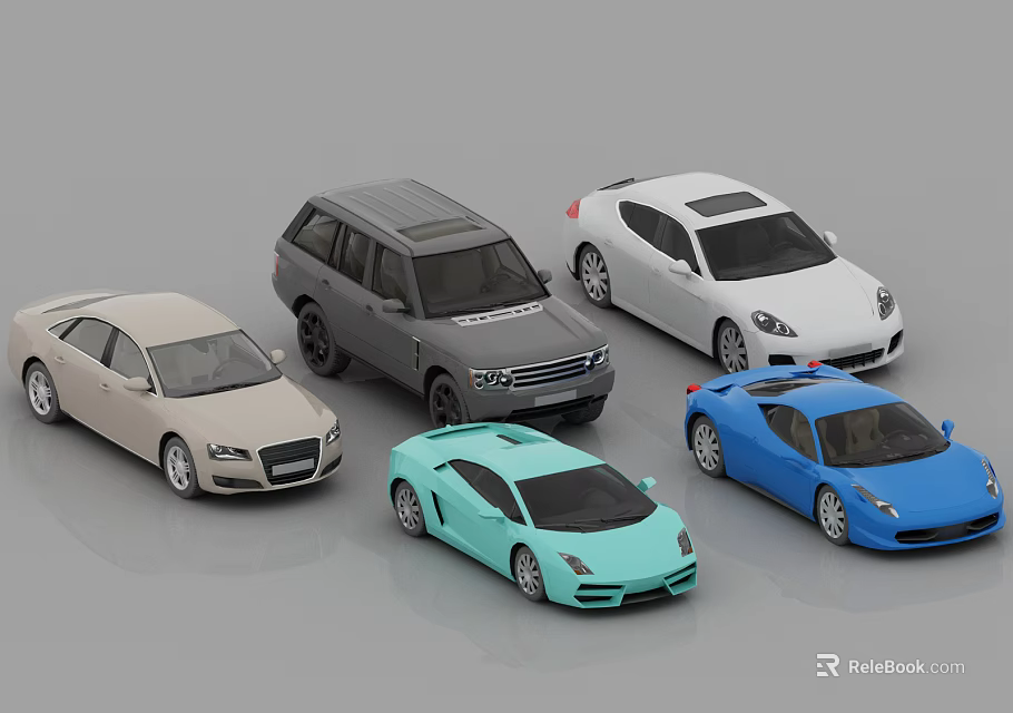 Colorful Toy Car Models Including SUV Sedan and Sports Car Types 3d model 