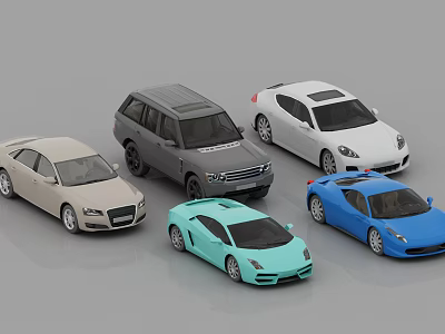 Colorful Toy Car Models Including SUV Sedan and Sports Car Types 3d model