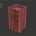 Medieval Stone Tower Architecture With Square Structure Weathered Walls And Crenellated Top