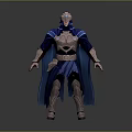 Mystical Fantasy Character Wearing Ornate Armor Blue Cloak And Decorative Helmet