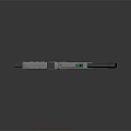 Futuristic Sci Fi Weapon 3D Model With Gray Metallic Finish And Green Accent Details