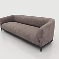 Modern Gray Fabric Double Sofa With Curved Armrest And Black Slim Legs 3d model