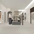 Modern Minimalist Clothing Store Interior With Mannequins Displayed Clothes And Plant Decor